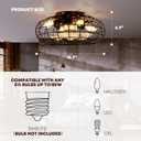 Ceiling Fan with Lights, 16 Inch Caged Ceiling Fan Lights Remote Control Small Industrial Ceiling Fan Light Fixture Flush Mount Farmhouse Light 8 Speeds Bladeless Lights for Bedroom Kitchen
