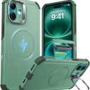 ESR for iPhone 16 Case with Stash Stand, Camera Control, 23FT Military-Grade Shock-Absorbing Drop Protection, Compatible with MagSafe Accessories, Magnetic Cyber Series, Light Green