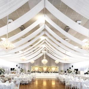 8 Panels White Ceiling Drapes for Wedding Ceiling Drapes 5ftx30ft Wedding Arch Draping Fabric Sheer Curtains Voile Chiffon Drapery Draping Wedding Ceiling Decorations for Party Ceremony Stage Swag