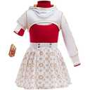 Naeviwth Zombies 4 Nova Costume for Girls Fancy Dress with Cropped Hoodie, T-Shirt, Skirt, Wristband Red