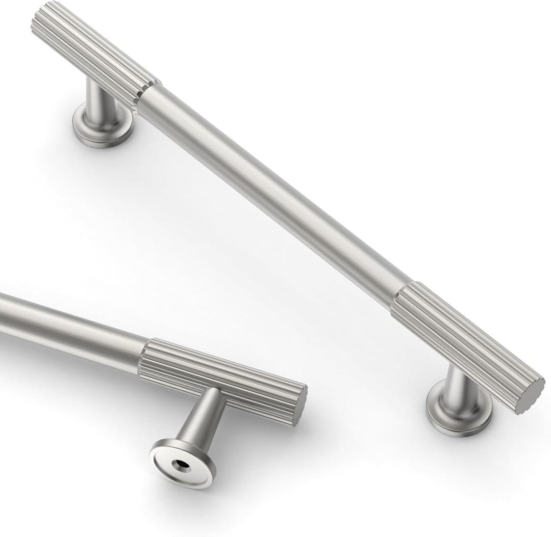 Asidrama 6 Pack 5 Inch(128mm) Brushed Satin Nickel Cabinet pulls Kitchen Cabinet Handles, Cabinet Pulls Kitchen Cabinet Hardware for Cupboard Drawer Pulls 2250 (5" Hole Center)