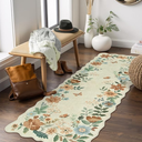 Lahome Floral Washable Runners for Hallways, 2x5 Kitchen Runner Ultra-Thin, Non-Slip Soft Hallway Rug Stain Resistant Boho Low-Pile Carpet for Laundry Bathroom Bedroom(2x5ft, Beige)