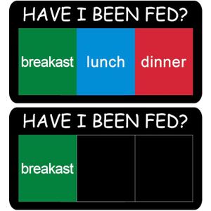 Pet Feeding Reminder, Have I Been Fed Sign, Cat Feeding Magnet, Feed Tracker 3 Times, Acrylic Reminder Slider for Fridge, The Dog Tracker with Magnet, Black-6" x 3 "