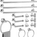 15sets 24inch Brushed Nickel Bathroom Hardware Set, Include 3PCS 24inch Towel Bar, 6PCS Robe Hook, 3PCS Towel Ring, 3PCS Toilet Paper Holder