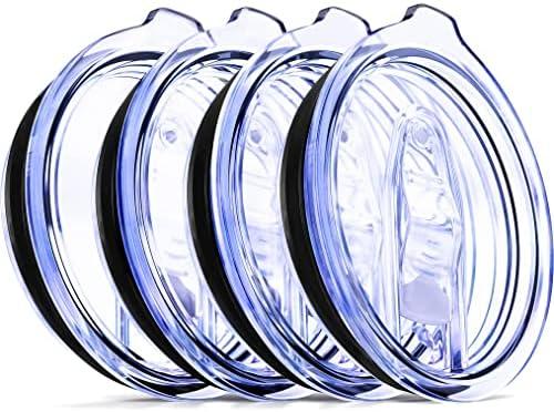 4 Tumbler Lids, 12 oz Spill Proof 2.9 inch Diameter (Outer Rim) Lids for Mugs - No Leak Design Splash Resistant Replacement Silicon Sliding Covers, Pack of 4 Insulated Cover