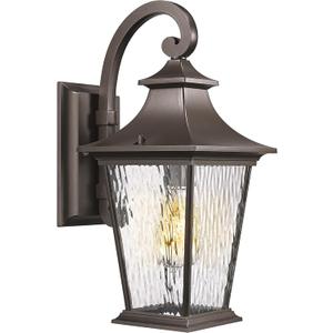 Emliviar 18.1" Outdoor Wall Light in Oil Rubbed Bronze Finish, Outside Wall Mount Light for Front Door, Water Ripple Glass with Die-cast Aluminum, 500181 ORB (Medium - 1 Pack)