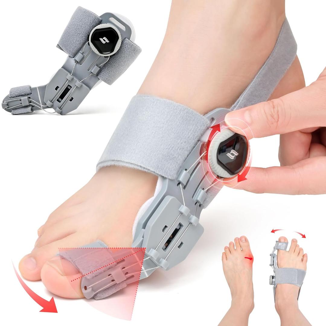 Bunion Corrector for Women & Men,Adjustable Universal Size Bunion Splint, Big Toe Straightener, Bunion Fix Device with 2 Silicone Pads, Better Fit to the Toes Without Damaging the Skin(1PCS,Gray) (Grey)