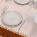 Romanstile Fall Square Tablecloth 54 x 54 Inch, Thanksgiving Autumn Harvest Maple Table Cloth, Stain Resistant Washable Table Cover for Dining, Party, Holiday Decor - Orange and Beige