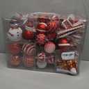 Alupssuc 100 Pcs Christmas Ball Ornaments Set, Santa Claus and Snowman Christmas Decoration Baubles for Indoor Outdoor Holiday Wedding Party Decoration Tree with Hanging Rope, Red & White