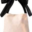Bow Purse Thick Canvas Tote Bags Blank Aesthetic Coquette Purse with Bow Large