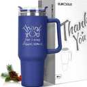 DLOCCOLD Thank You, Christmas Gifts for Coworkers, Employee Appreciation, Inspirational Birthday, Friends, Teacher, You Are Awesome, 40oz Tumbler with Handle, Navy Blue
