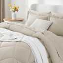 CozyLux King Size Comforter Set Beige - 7 Pieces Bed in a Bag King, Luxury Soft Bed Set for All Seasons, Bedding Set with Down Alternative Comforter, Sheets, Pillowcases & Shams