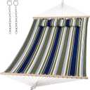 SUNCREAT Double Hammocks 2 Person with Extra Large Pillow, Non Fading Tree Hammocks for Outside, Blue&Aqua