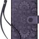 Wallet Case for iPhone 16,[RFID Blocking] 3 Card Holder Stand with Credit Card Slot PU Leather Magnetic Protective Flip Cover for iPhone 16 (Dark Purple)
