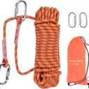 Climbing Rope, 12 mm Static Climbing Rope, 32FT(10M) 65FT(20M) 100FT(30M) 164FT(50M) Outdoor Rock Climbing Rope, Escape Rope, Rappelling Rope, Fire Rescue Parachute Rope (Orange)