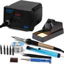 Soldering Iron Station Kit, 60W Fast-Heat Solder Station with Smart Temperature Control, Digital Display, ESD Safe, Includes Solder Wire, 5 Diverse Tips, Tweezers