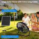 16'' Solar Powered Fan with 35W Solar Panel, Rechargeable Battery Operated Floor Fan with 23FT Cable, Cordless Portable Outdoor Fans for Home, Camping, Chicken Coop, Greenhouse, Power Outages