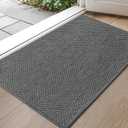 Color&Geometry Small Ultra Thin Indoor Door Mat 17"x30", Machine Washable Front Door Mat Non Slip, Low Profile Entrance Mat Indoor, Absorbent Carpet for Inside, Entry, Entryway, Dark Grey (FOLD)