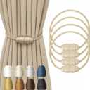Magnetic Curtain Tiebacks Rope Curtain Tie Backs for Curtains 4 Pack Curtain Holders for Drapes Decorative Window Curtain Holdbacks, Beige