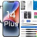 for iPhone 14 Plus Screen Replacement with Earpiece Flex Cable Proximity Sensor LCD Touch Display Digitizer Full Assembly with Waterproof Adhesive Repair Tools Kits A2632 A2885 A2886 A2887