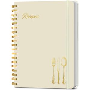 LuBudingJoy Blank Recipe Book to Write in Your Own Recipes. Sprial Hardcover Blank Cookbook, Recipe Journal Hold 130 Recipes(Oat)
