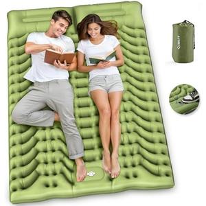 QZWLFY Camping Sleeping Pad,Double Sleeping Pad for Camping-Self Inflating 4" Extra-Thick for 2 Person with Pillow Built-in Foot Pump Inflatable Sleeping Mat for Backpacking,Hiking,Traveling,Tent