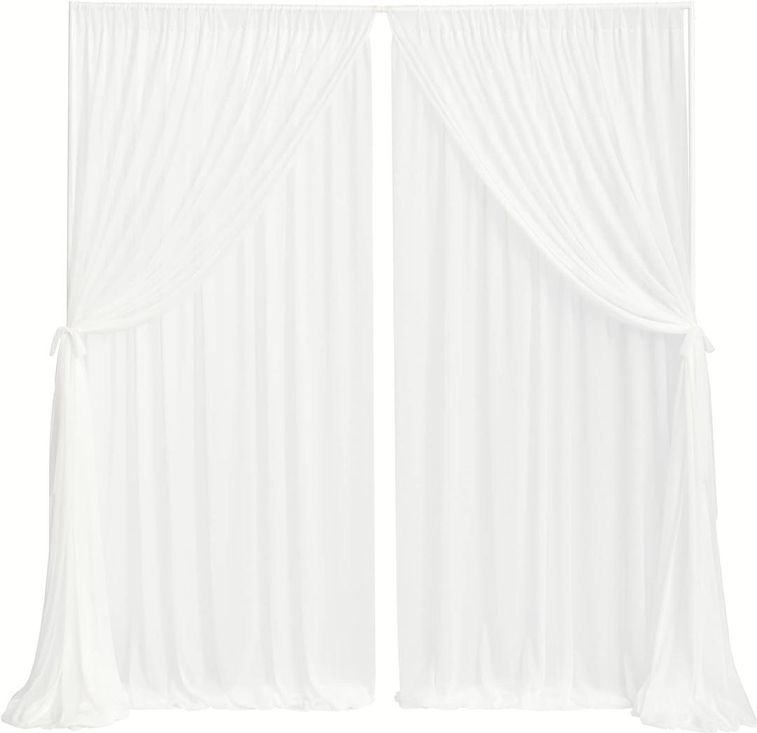 Ling's moment 10ft x 10ft White Sheer Wedding Backdrop Curtains, Wrinkle-Free Chiffon Drapes for Wedding Decor Holiday Party Baby Shower Photography Background Home Decor,2 Layers