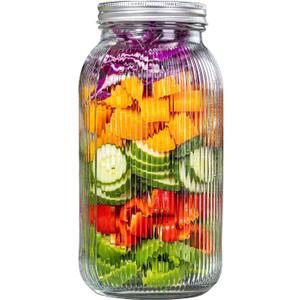 WELLIFE 64 oz mason jar, 1 Pack Wide Mouth Mason Jars for Pickling, Canning, Fermenting and Food Storage, Microwave & Dishwasher Safe