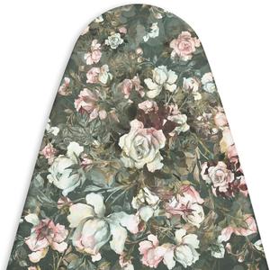 Encasa XO Ironing Board Cover and Pad - Thick 4mm Felt, Heat & Scorch-Resistant, Fits Medium Boards 42"x14", Elastic Bungee Cord Tightening, Easy Fit, Stain-Safe Dye, Green Roses