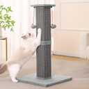 Large Cat Scratching Post with Heavy Duty Base 33" Sturdy Tall Sisal Scracher Post and 2 Interactive Hanging Balls for Big Cats-Grey