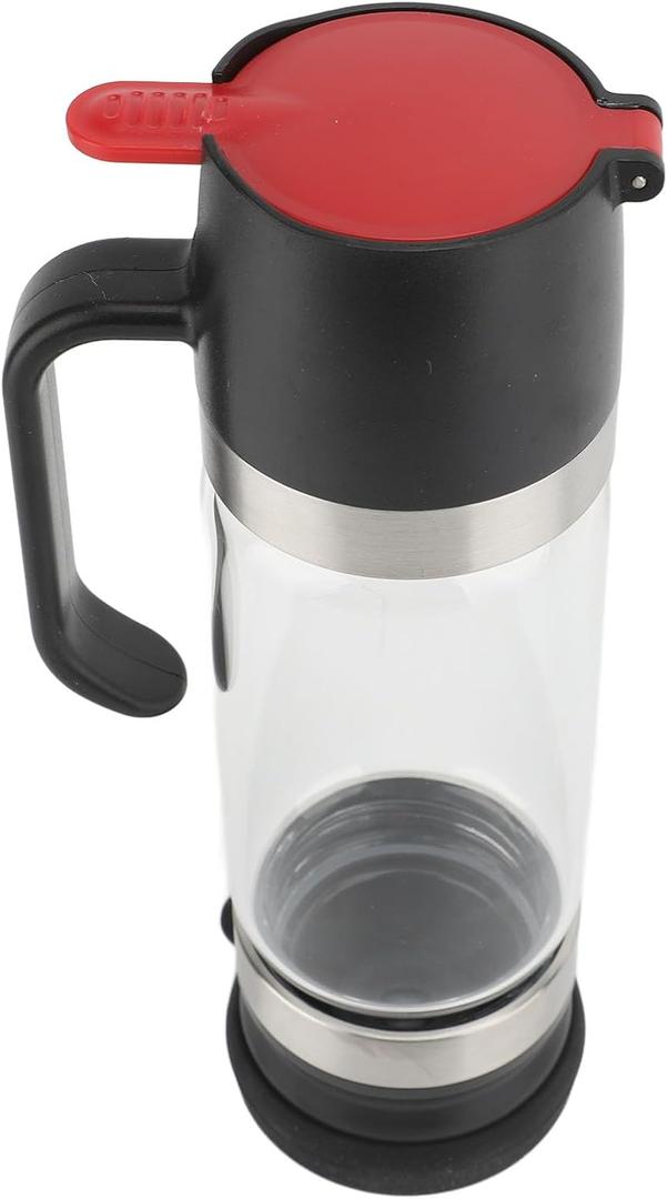Honey Dispenser, Leakproof Drip Proof 300ml Multipurpose Syrup Dispenser Heat Proof Glass Sealed Honey Container Jar with Handle for Coffee Syrups, Sauces (Black)