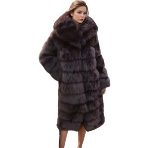 Lisa Colly Women's Winter Plus Size Parka Overcoat Long Sleeve Faux Fur Coat Jacket with Big Hooded (Medium, Brown)