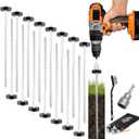 15 Pcs 12" Hex Drillable Tent Stakes, Hex Heavy Duty Metal Ground Pegs, Screw in Camping Spikes, for Garden Canopies Grassland Canopies Awnings Camping Travel (Hex Tool and Storage Bag)
