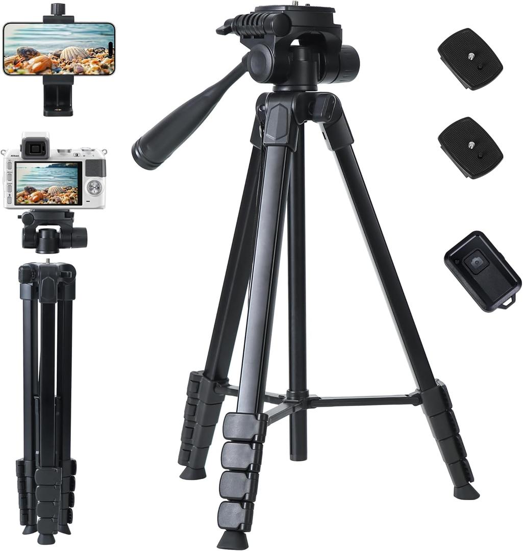 Camera Tripod for Canon Nikon Sony, LINKCOOL 67 Inch Lightweight DSLR Tripod Camera Stand with Detachable 3 Way Pan Head, Remote & Universal Phone Mount Camera Tripod for Canon Nikon Sony, LINKCOOL 67 Inch Lightweight DSLR Tripod Camera Stand with Detachable 3 Way Pan Head, Remote & Universal Phone Mount