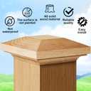 Sasylvia 2 Pcs 3.5 x 3.5 Inch Red Oak Wood Newel Post Cap Fence Post Cap Mounting Kit for Indoor Stair Outdoor Fences Mailboxes Decks