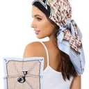 AWAYTR 35” Alphabet Head Scarf for Women Like Silk Scarf for Hair Scarves Hair Bandana For Women Headscarf Hair Wrap Scarfs Neck (J) Pack Of 2