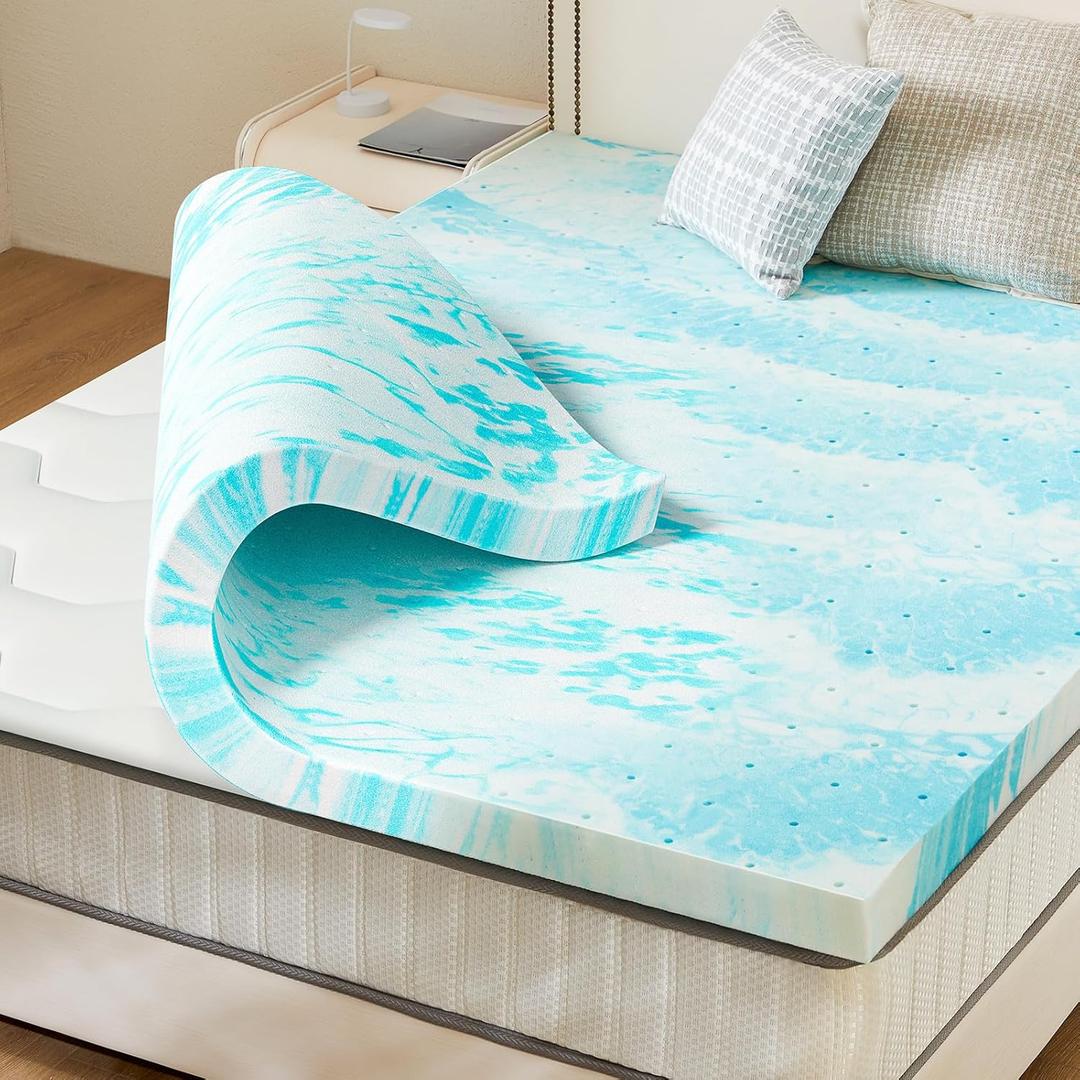 Sweetcrispy Memory Foam Mattress Topper Twin XL, 3 Inch Thick Gel Infused Cooling Toppers Pad for Twin XL Size Bed, Sleeper Sofa, RV, Camper, CertiPUR US Certified, Ventilated and Breathable