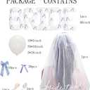 White Bride Balloons 40 inch with Ribbon Bows, Bachelorette Bride To Be Embroidered Veil, White Headpiece, Bachelorette Party Decor, Wedding Party, Engagement Party, Bridal Photo Booth