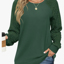 LOMON Long Sleeve Shirts for Women Dressy Casual Crewneck Cable Knit Sleeve Sweaters Lightweight Pullover Tunic Tops S