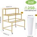 Flower Cart Display Stand, 3 Layers Metal Flower Bar Stand with 360 Swivel Wheels and Brake, Flower Display stand with Iron Buckets, Durable than Plastic Buckets, Flower Holder for Florist or Wedding
