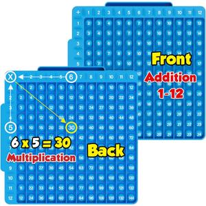 Torlam Math Board, Multiplication Game Board, 12x12 Math Manipulatives Game Board Multiplication,Division, Addition, Subtraction Games Toys for Kids, 1st, 2nd, 3rd, 4th, 5th, 6th Grade, 1 inch x 1 inch x 0.1 inch
