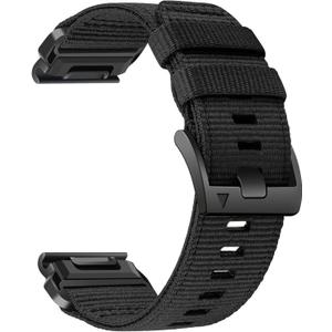 Abanen Rugged Nylon Watch Bands for Garmin Fenix 8 51mm / Enduro/Instinct 2X / epix Pro 51mm, Adjustable Sports Wrist Strap with Stainless Steel Clasp for Fenix 7X / 6X /5X, Instinct 3 50mm (Black)