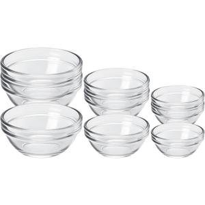 10 x 12-Piece Mini Glass Prep Bowls Set - 4x 1.5 oz, 4x 2.5 oz, 4x 4.5 oz Small Nesting Mixing Bowls for Kitchen, Food Prep, Spices, Sauces & Snacks