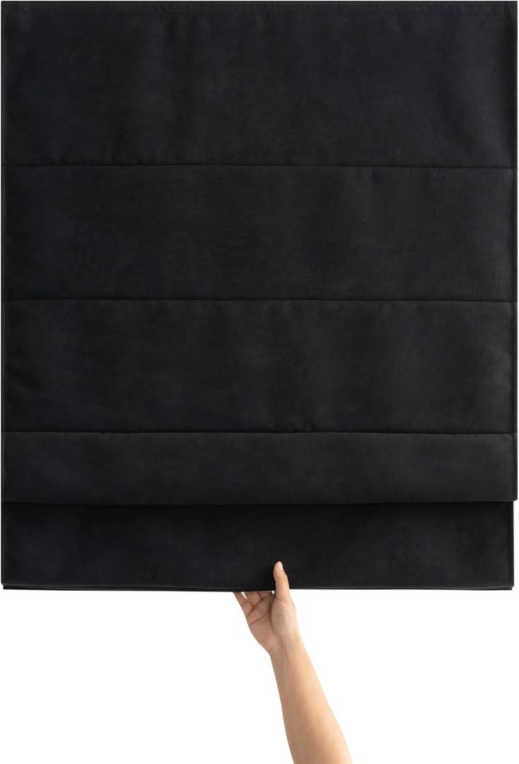 Blackout Roman Shades Cordless for Windows, Pull Down Window Shades Blinds with Heavy 430GSM Chenille & White Backing & Thermal Insulated & Hidden Cords, 21x64 Inches (Mottled Black)
