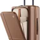 NINETYGO Carry On Luggage 22x14x9 Airline Approved, 20 Inch Suitcase with Front Compartment & Cup Holder, Coffee-Infused PC Hard Shell, Eco-Friendly, TSA Lock, 360° Spinner Wheels (Latte)
