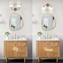2 Light Gold Brass Bathroom Light Fixture,Brush Gold Vanity Lighting Over Mirror,Cute Milk White Glass Flower Lampshade,E26 Socket(Bulbs Not Included)