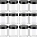 48 Pack 4 OZ Plastic Jars with Lids, BPA Free, Reusable Refillable Empty Round Clear 4oz Containers with Lids for Cosmetics, Travel, Samples, Beads, Slime, Spice, Small Items Storage