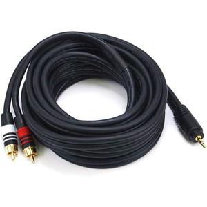 Monoprice Audio Cable - 15 Feet - Black | Premium Stereo Male to 2 RCA Male 22AWG, Gold Plated
