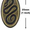 Bezelry 12 Pieces Sidewinder Snake Oval Metal Shank Buttons. 25mm (1 inch) (Antique Brass)