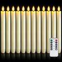 12 Pcs Flameless Taper Candles with Remote Timer Dimmer, 9.6 inches Ivory Plastic LED Candlesticks, Battery Operated Led Warm Light Window Candles, for Wedding Home Christmas Decoration